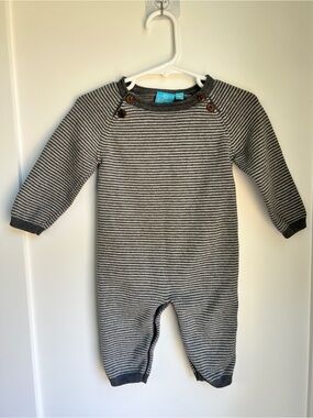 Bear Camp 12M Gray & White Striped Knit Romper